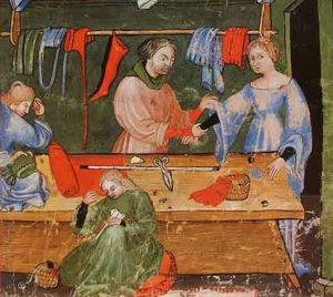 medieval drapers at work