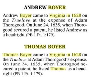 Boyers of Colonial Virginia